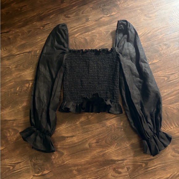 Reformation Tangerine Smocked Square Neck Top - Picture 4 of 6